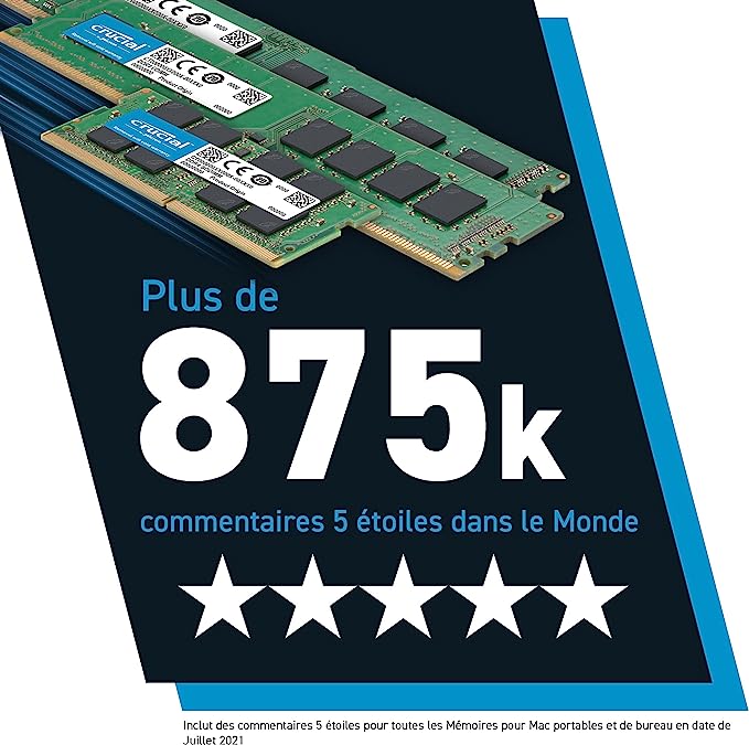 Barrette mémoire 16Go SODIMM DDR4 Crucial PC4-25600 (3200 Mhz) (Vert)