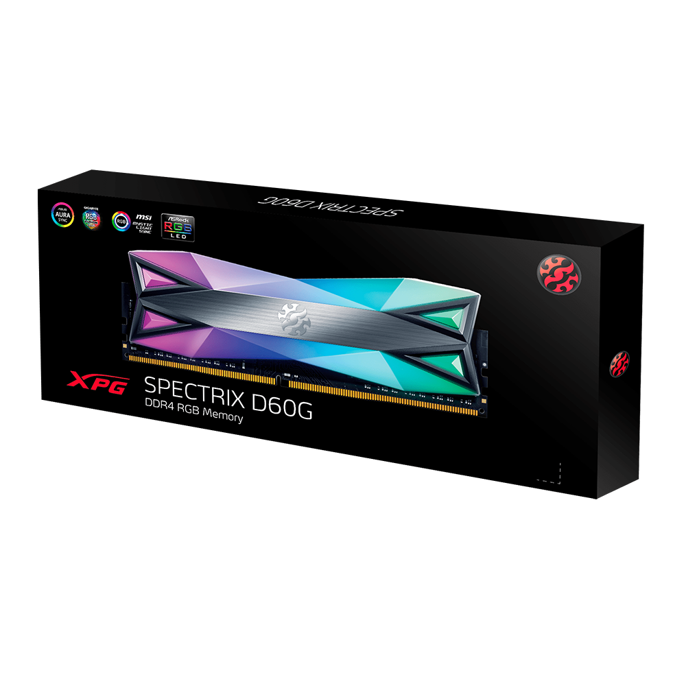 Barrette mémoire 8Go DIMM DDR4 Adata XPG SpectriX D60G RGB (3600Mhz) (Noir)