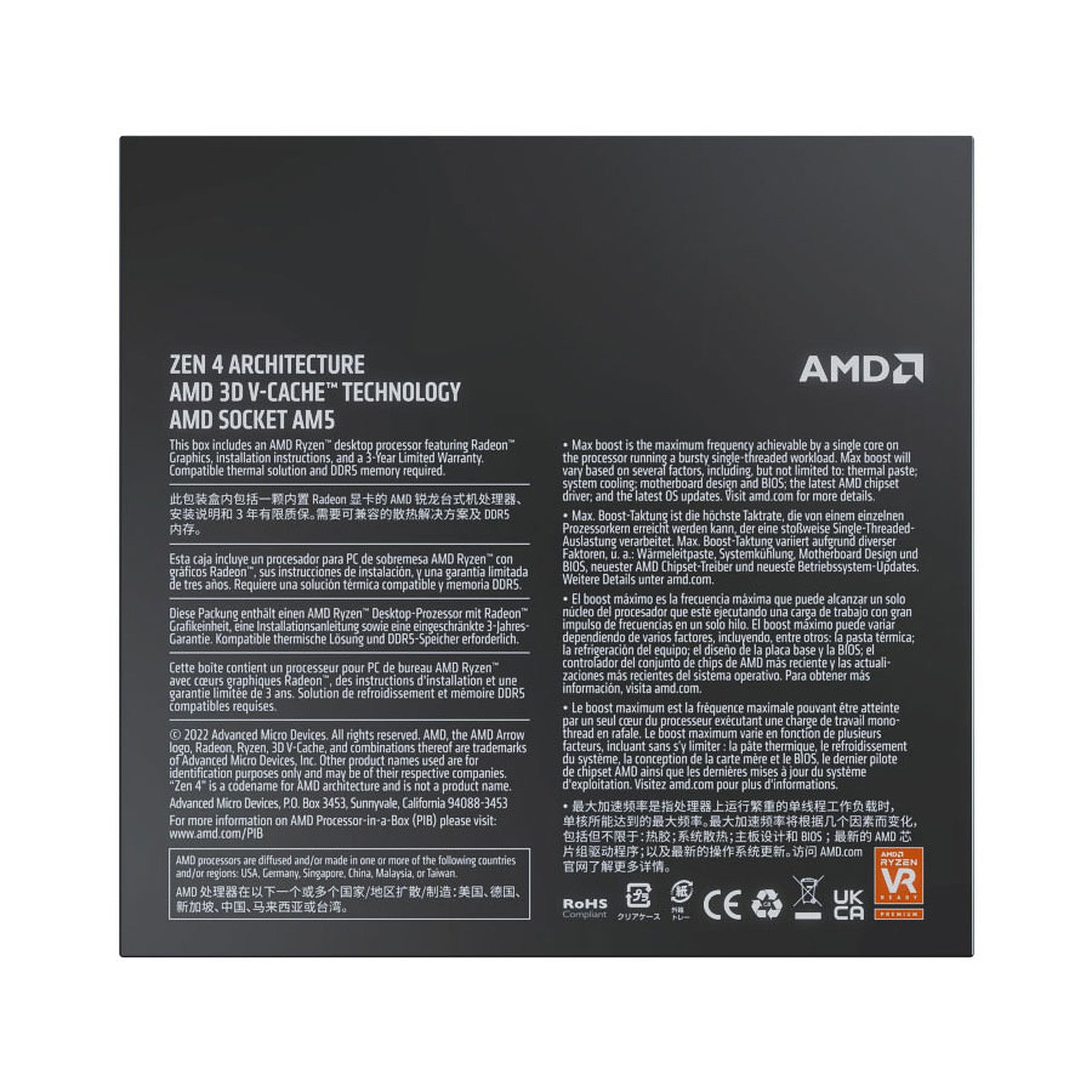 Processeur AMD Ryzen 7 7800X3D Socket AM5 (4,5Ghz)